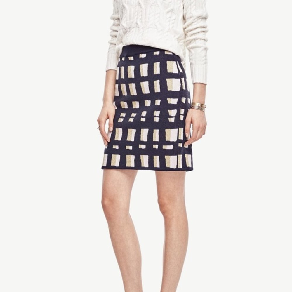 Ann Taylor Lattice Wool Knit Pencil Skirt XS